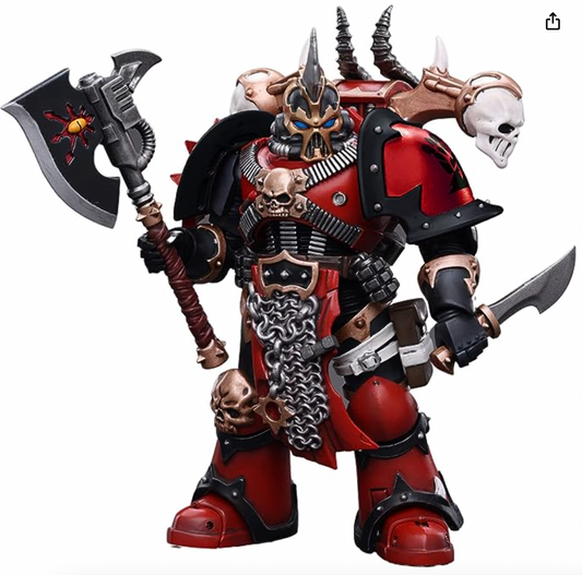 JoyToy 1/18 Action Figure Warhammer 40,000 Chaos Space Marines Red Corsairs Exalted Champion Gotor The Blade Collection Model